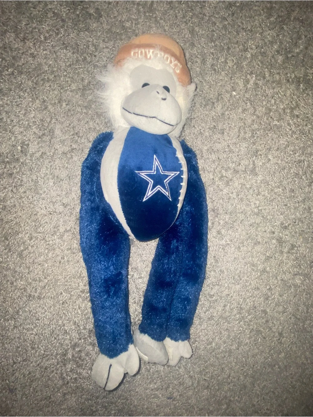 Plush Sports Monkey Toy in Blue with Star Logo Dallas cowboys vtg